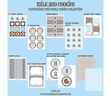 Milk and Cookies Birthday Party Printables Collection - Blue